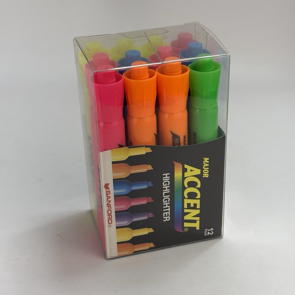 NEW Vintage Major Accent Highlighter Sanford 12 Count Neon USA Made 2000